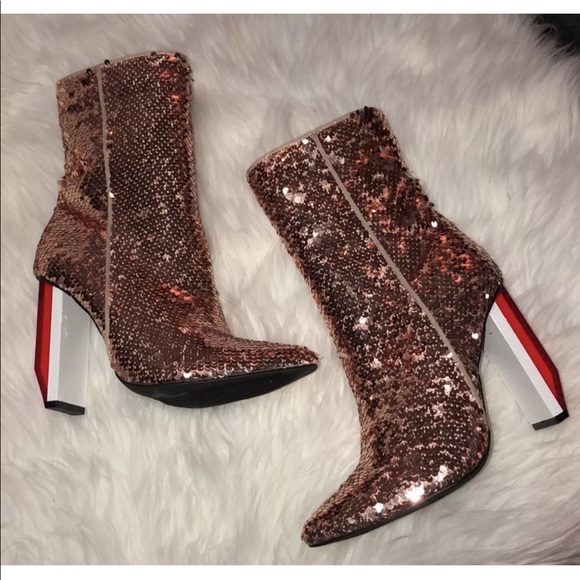 CAPE ROBBIN Rose Gold Sequins Heels - Picture 6 of 6